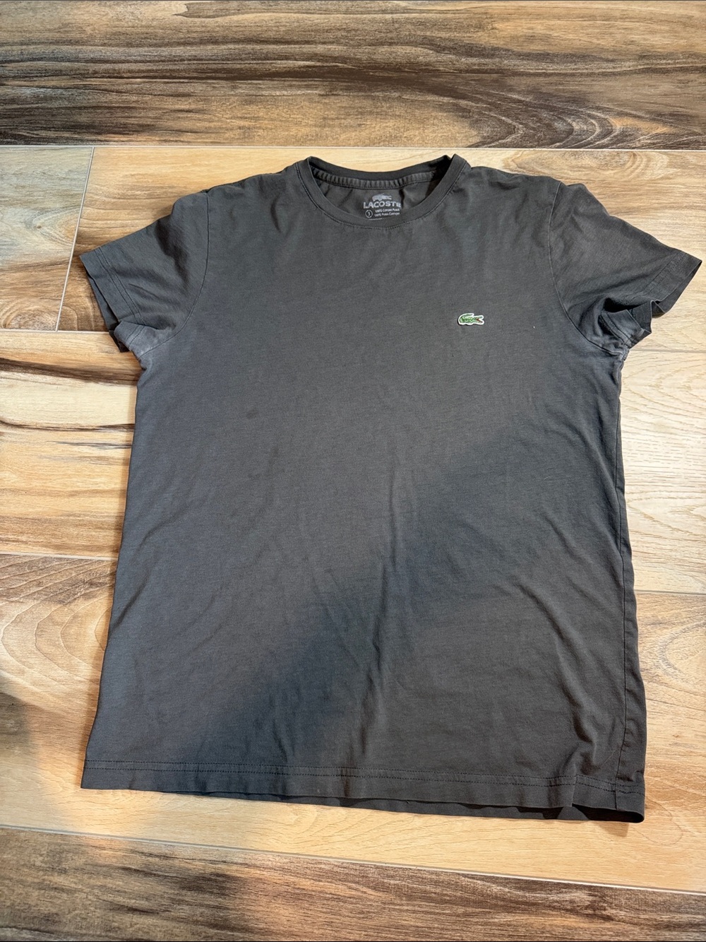 Lacoste Men’s Small Gray 100% Pima Cotton T-Shirt Alligator Logo on Front
